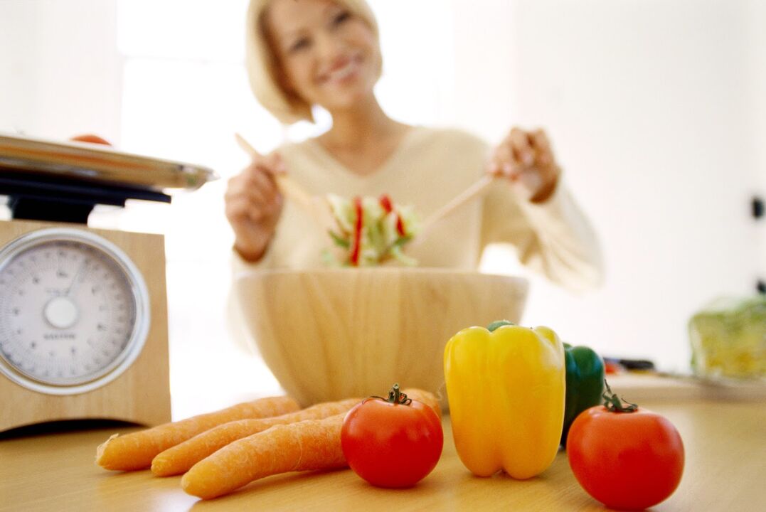 Diabetes diagnosis a woman developed a meal for a diet
